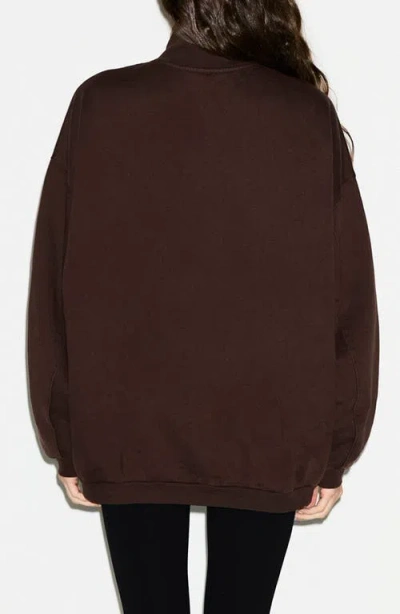 Skims Slouchy Half Zip Pullover In Brown