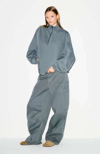 Skims Boyfriend Fleece Slouchy Turtleneck Pullover Sweatshirt In Gray