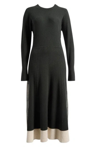 Reiss Aria Long Sleeve Rib Maxi Dress In Green
