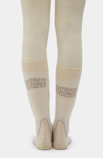 Halfdays Light Cushion Ski Merino Wool Blend Crew Socks In White