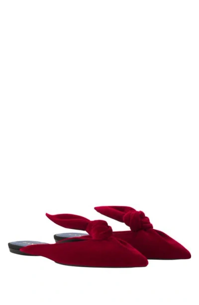 Lanvin Midnight Step Velvet Bow Mule In Red