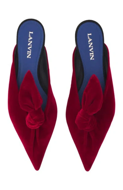 Lanvin Midnight Step Velvet Bow Mule In Red
