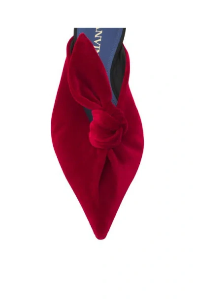 Lanvin Midnight Step Velvet Bow Mule In Red