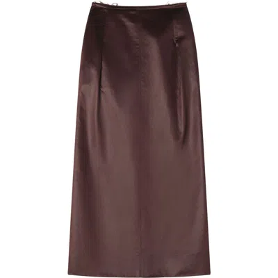 Lanvin Straight Skirt In Cotton And Viscose In Brown