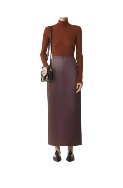 Lanvin Straight Skirt In Cotton And Viscose In Brown