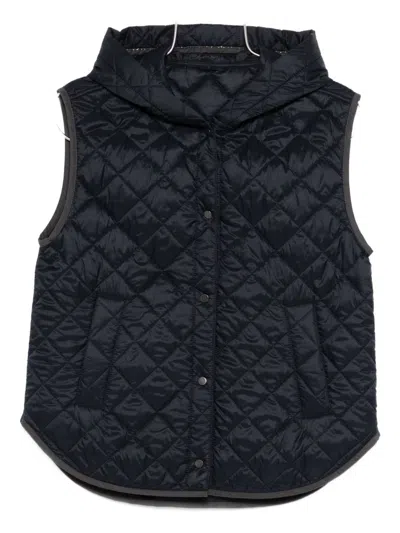 Brunello Cucinelli Hooded Nylon Down Gilet Front Pockets In Multi