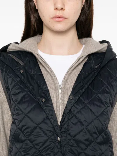 Brunello Cucinelli Hooded Nylon Down Gilet Front Pockets In Multi