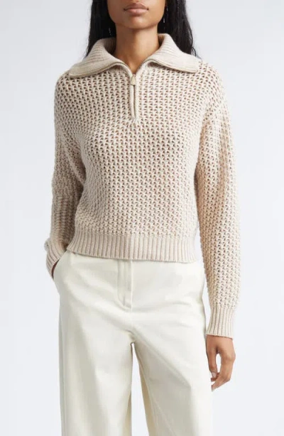 Max Mara Tequila Wool Blend Quarter Zip Sweater In White