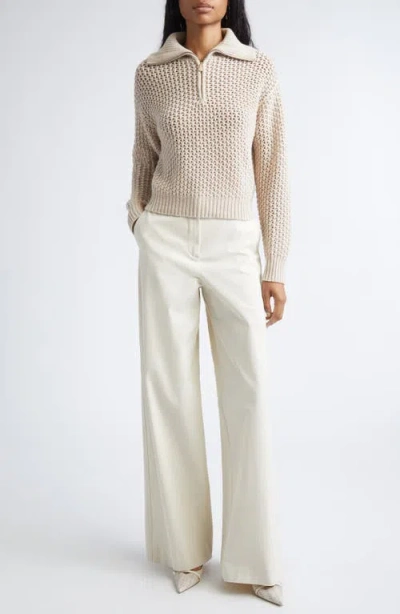 Max Mara Tequila Wool Blend Quarter Zip Sweater In White