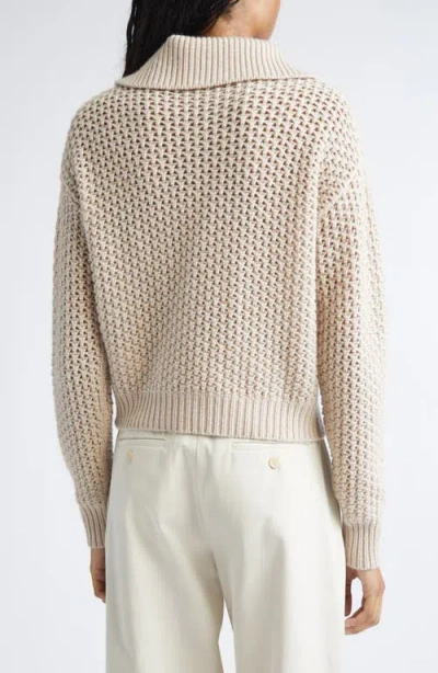 Max Mara Tequila Wool Blend Quarter Zip Sweater In White