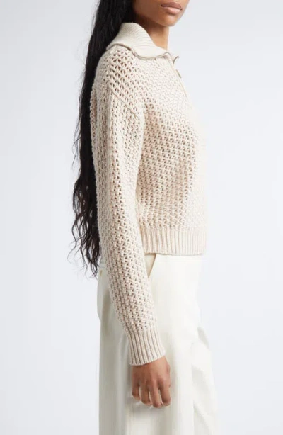 Max Mara Tequila Wool Blend Quarter Zip Sweater In White