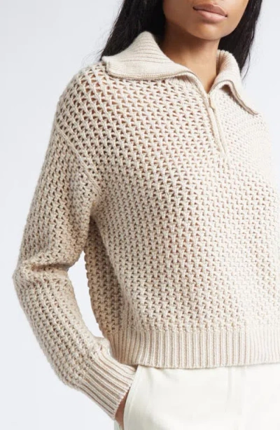 Max Mara Tequila Wool Blend Quarter Zip Sweater In White