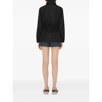 Burberry Nylon Parka With Elastic Cuffs And High Collar In Black