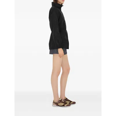 Burberry Nylon Parka With Elastic Cuffs And High Collar In Black