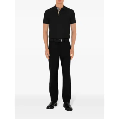 Burberry Eddie Short-sleeved Polo Shirt In Black