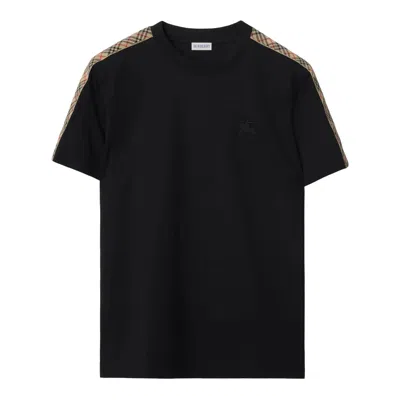 Burberry Ekd Embroidered Checked-band T-shirt In Black