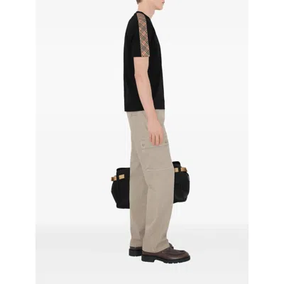Burberry Ekd Embroidered Checked-band T-shirt In Black