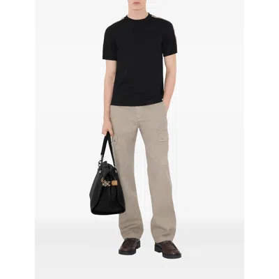 Burberry Ekd Embroidered Checked-band T-shirt In Black