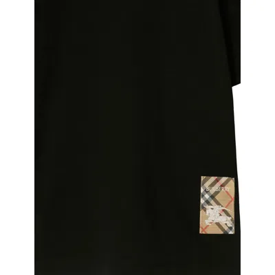 Burberry Women Black Cotton Check Patch T-shirt