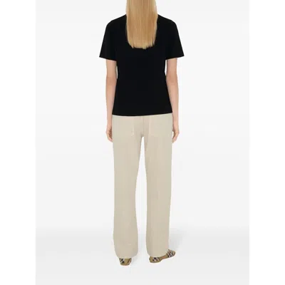 Burberry Women Black Cotton Check Patch T-shirt