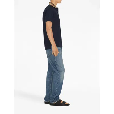 Burberry Slim Fit Check Collar Cotton Polo Shirt Clothing In Blue