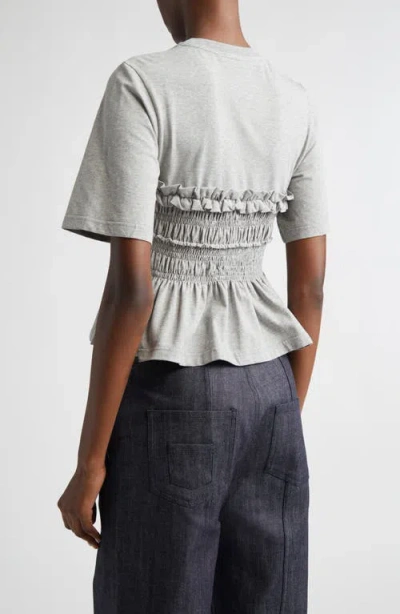 Cecilie Bahnsen Vilde Shirred Peplum T-shirt In Gray