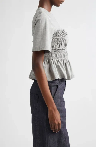 Cecilie Bahnsen Vilde Shirred Peplum T-shirt In Gray
