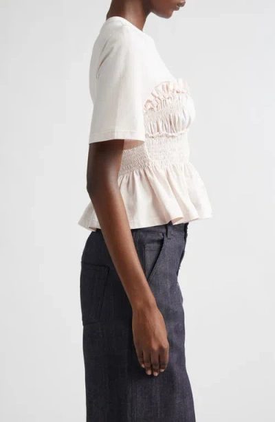 Cecilie Bahnsen Vilde Shirred Peplum T-shirt In White