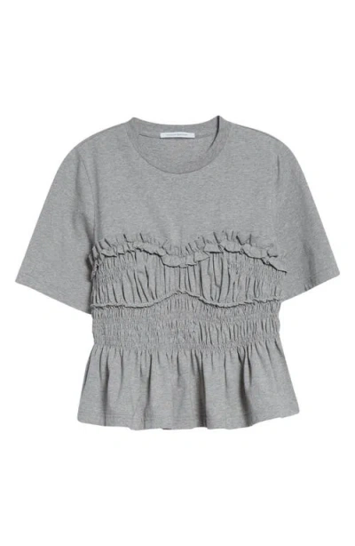 Cecilie Bahnsen Vilde Shirred Peplum T-shirt In Gray