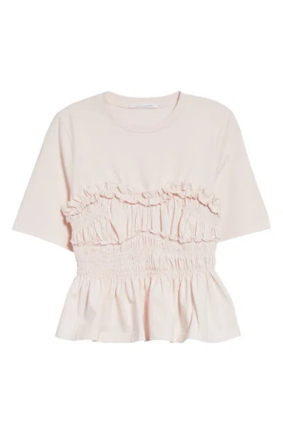 Cecilie Bahnsen Vilde Shirred Peplum T-shirt In White