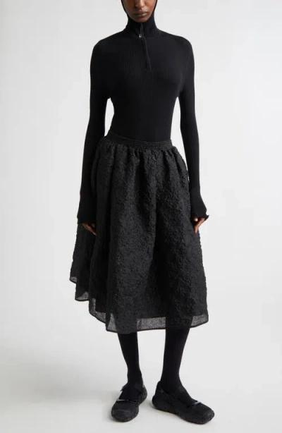 Cecilie Bahnsen Elma Hooded Rib Merino Wool Half Zip Sweater In Black