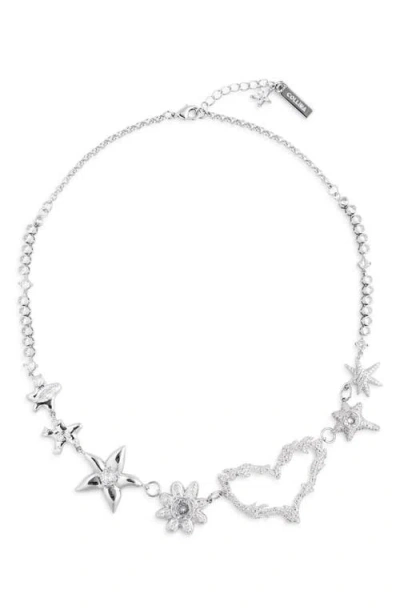 Collina Strada Heart Flame Constellation Necklace In Metallic