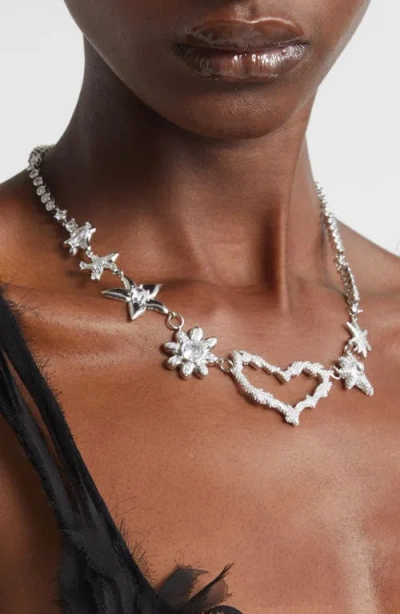 Collina Strada Heart Flame Constellation Necklace In Metallic