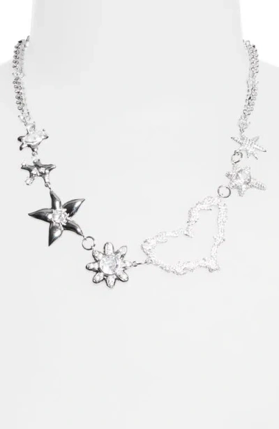 Collina Strada Heart Flame Constellation Necklace In Metallic