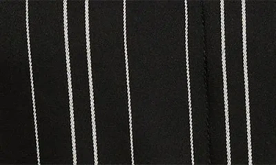 Anne Klein Pinstripe Belted Button-up Tunic In Black