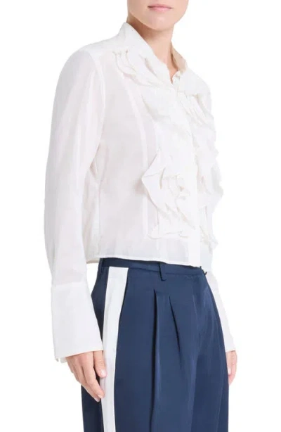 Twp Patti Ruffle Button-front Shirt In Neutral