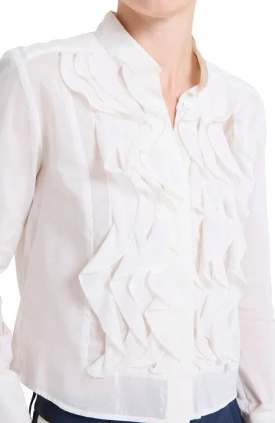 Twp Patti Ruffle Button-front Shirt In Neutral