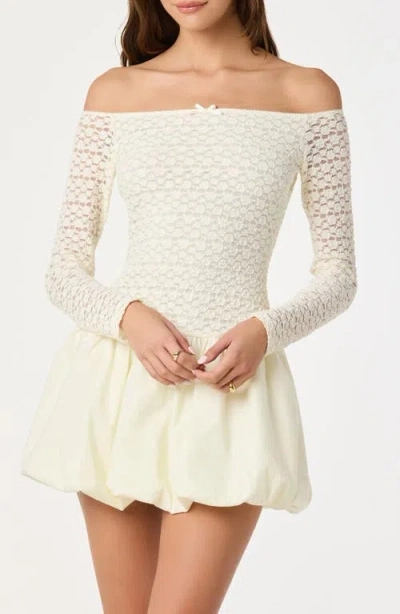 Astr The Label Off The Shoulder Bubble Minidress In White