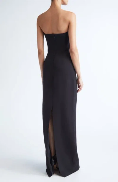 Lela Rose Floral Cord Embroidery Strapless Stretch Crepe Gown In Multi