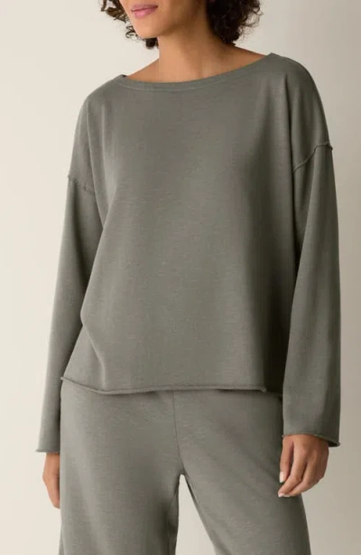 Eileen Fisher Garment-dyed Organic Cotton Terry Box-top In Gray