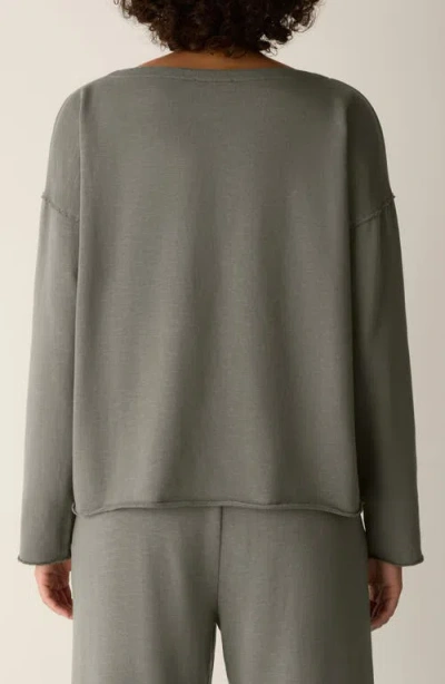 Eileen Fisher Garment-dyed Organic Cotton Terry Box-top In Gray