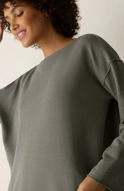 Eileen Fisher Garment-dyed Organic Cotton Terry Box-top In Gray
