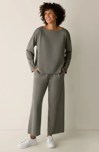 Eileen Fisher Garment-dyed Organic Cotton Terry Box-top In Gray
