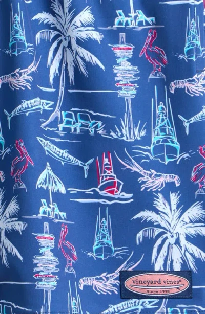 Vineyard Vines Kids' Chappy Beach Print Swim Trunks In Blue