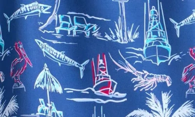 Vineyard Vines Kids' Chappy Beach Print Swim Trunks In Blue