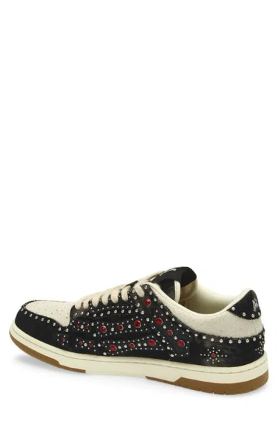 Amiri Skel Top Black Sneaker With Beads And Crystals Application And Logo On The Heel In Fabric And Cotton In Black