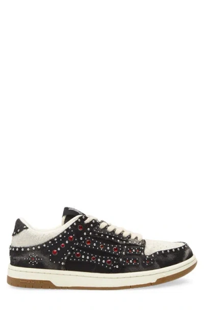 Amiri Skel Top Black Sneaker With Beads And Crystals Application And Logo On The Heel In Fabric And Cotton In Black