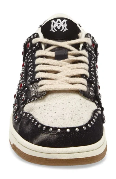 Amiri Skel Top Black Sneaker With Beads And Crystals Application And Logo On The Heel In Fabric And Cotton In Black