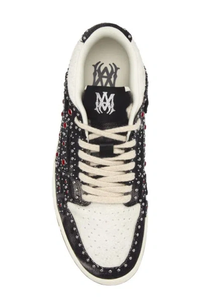 Amiri Skel Top Black Sneaker With Beads And Crystals Application And Logo On The Heel In Fabric And Cotton In Black