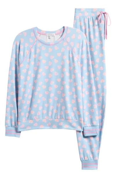 Pj Salvage Peachy Heart Print Jersey Pajamas In Blue